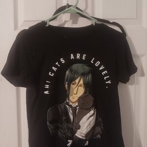 Black Butler Anime T-shirt Sebastian michaelis "CAT ARE LOVELY"